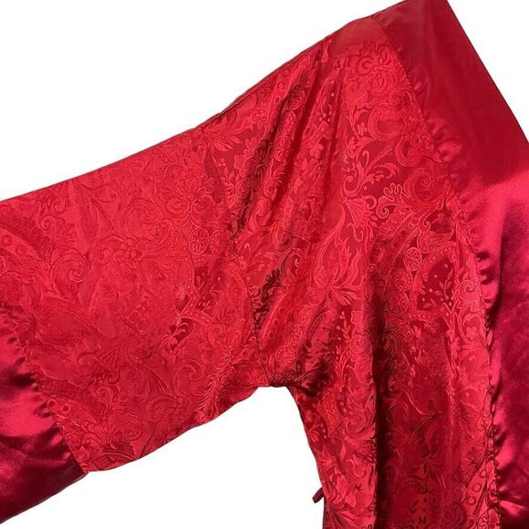 Victorias Secret Gold Label Vintage Red Satin Floral Sleepwear Lounge Robe O/S - Picture 4 of 16